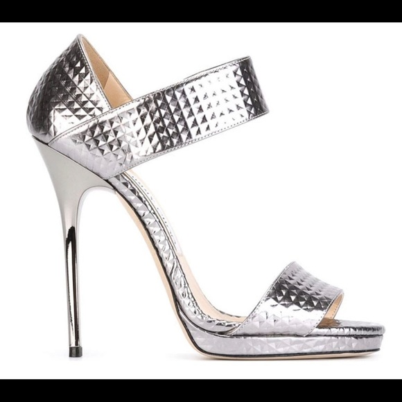 Jimmy Choo Shoes - 𝅺JIMMY Choo Silver Textured Leather Alana
